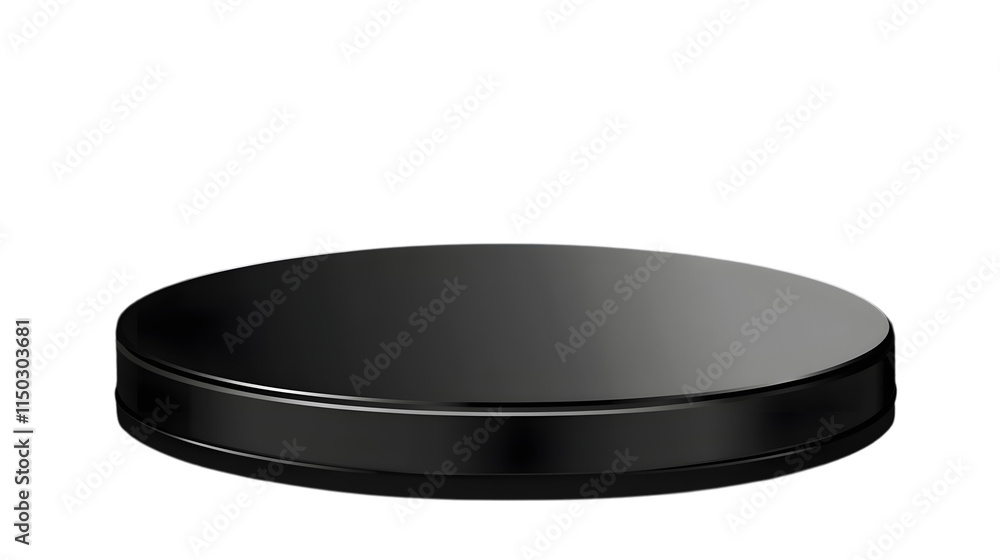 Poster abstract curved platform in sleek black design for stylish displays isolated on transparent backgrou