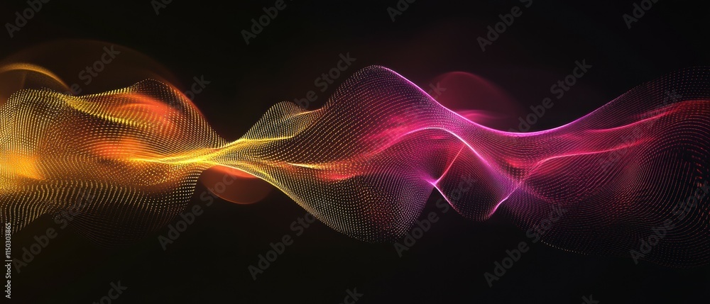 Poster designing a digital interface with glowing lines in a futuristic virtual environment