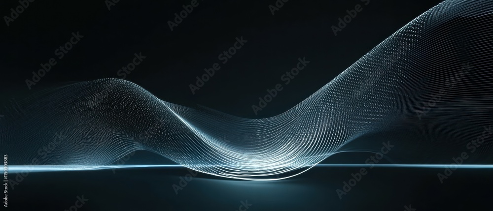 Poster creating a futuristic digital interface with glowing lines in a virtual space environment