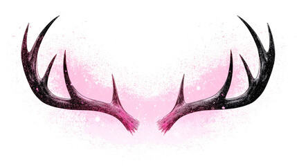 Dark antlers on pink background.