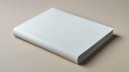 Fototapeta premium Blank white book cover positioned against a clean neutral background for versatile design options