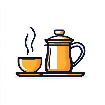 recommend clip art: Golden Teapot and Cup on Serving Tray