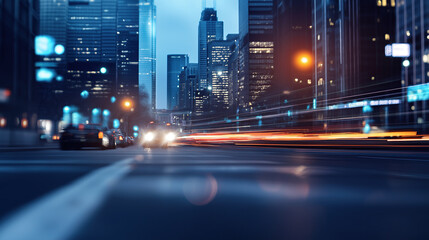 Obraz premium A car driving at night with motion blur 