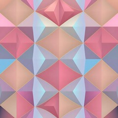 Fototapeta premium Geometric Abstract Pattern: A mesmerizing kaleidoscope of pastel hues and geometric shapes, with vibrant pink, blue, and beige creating a captivating interplay of light and shadow.
