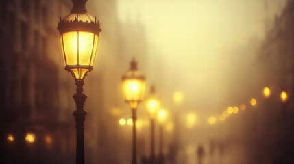 Golden tones of the city serene blurred streetlights at night in urban photography