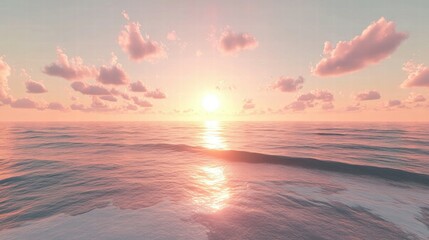 Fototapeta premium Tranquil coastal sunset a serene reflection over the ocean landscape