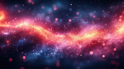A bokeh background wallpaper with sparkling particles and glitter patterns creates a cosmic and abstract design with a bright burst of light