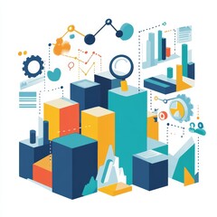 Obraz premium Visual Representation of Data Analysis and Strategy Development in a Modern Office Environment During the Day