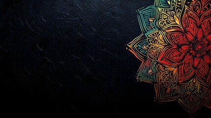 Fototapeta premium Colorful Mandala Design on Dark Textured Background