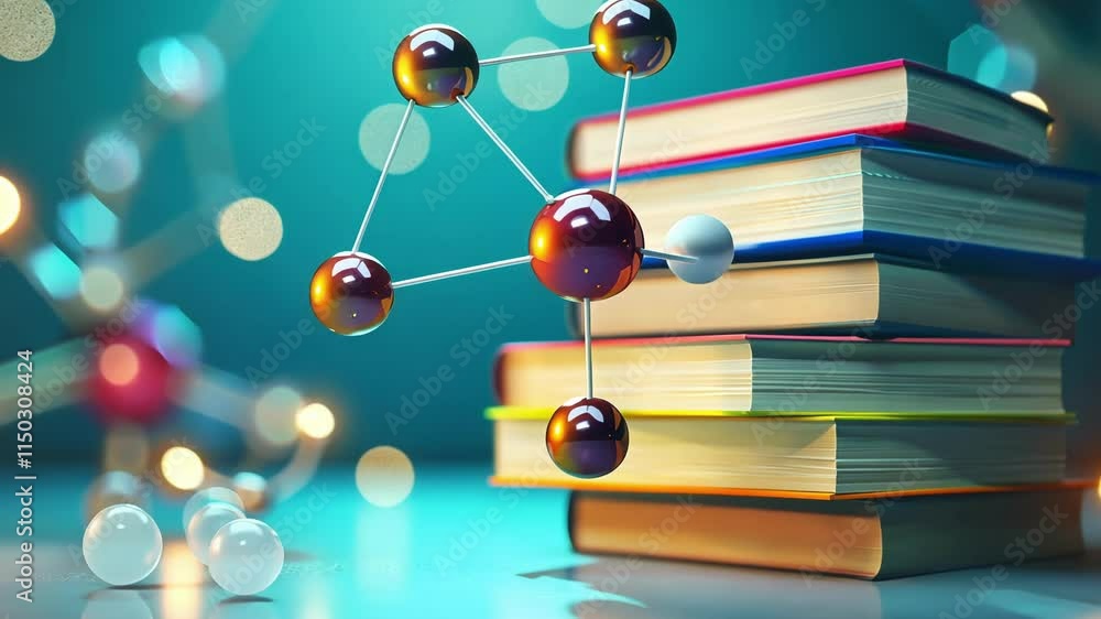 Poster a stack of books with quarks and leptons the building blocks of matter p on top as the foundation.
