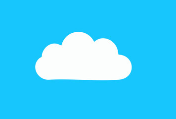 Fototapeta premium Simple White Cloud with Smooth Edges on Bright Blue Background Illustration