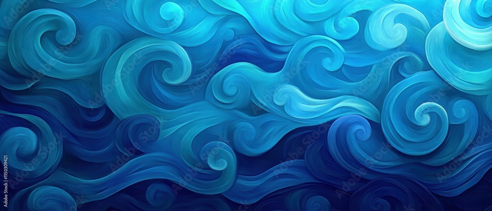 Aufkleber creating abstract wave patterns a digital art studio's blue and turquoise collection