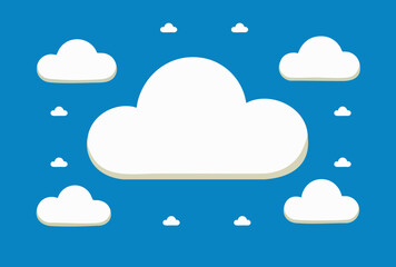 Illustrated Serene White Clouds Gently Floating Across a Clear Blue Sky