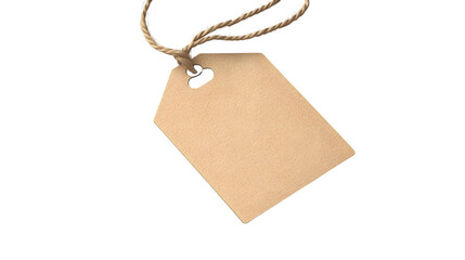 Blank price tag with string, ideal for retail or craft labeling projects Isolated on white background