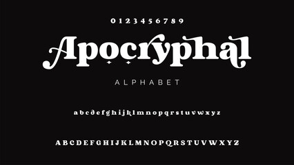 Luxury wedding alphabet logo font with tails. Typography elegant classic serif fonts and number decorative vintage retro logos branding. vector illustration