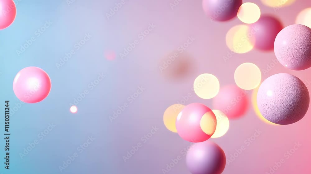 Aufkleber soft pink and yellow bokeh lights with floating pastel spheres on a gradient background
