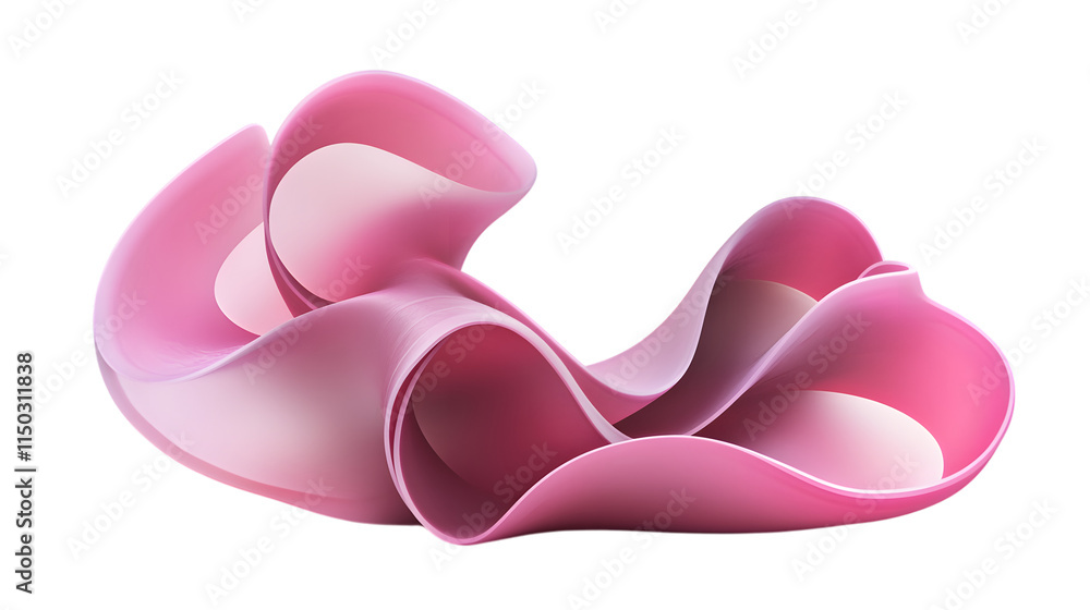 Poster 3d abstract pink gradient swirl with flowing smooth curves for futuristic visuals isolated on white 