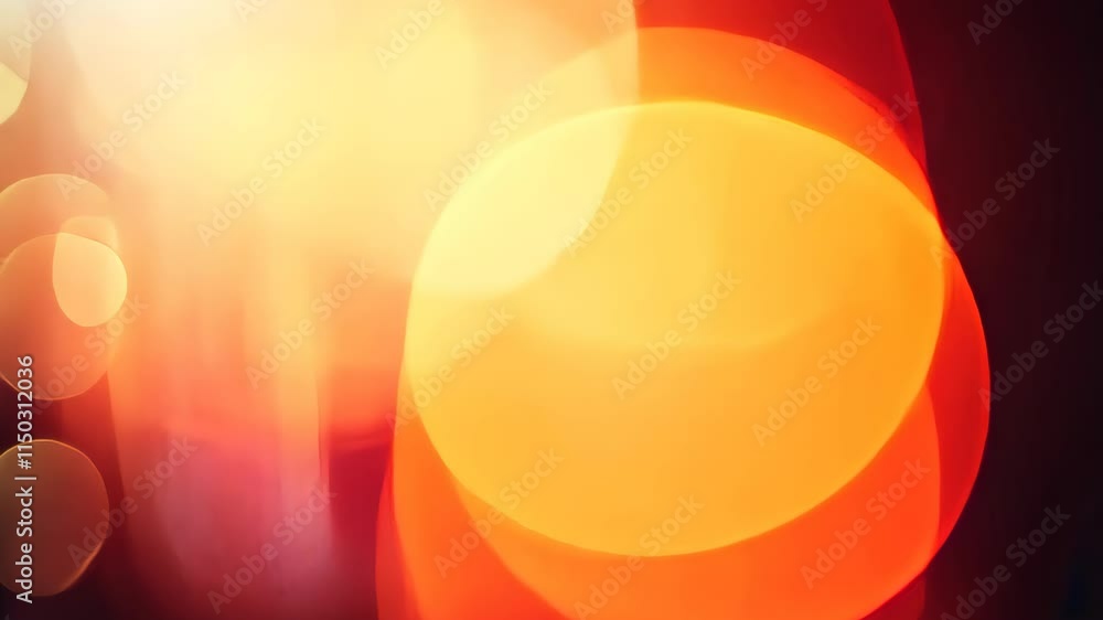 Aufkleber abstract circular light bokeh in warm orange and red tones on a dark background.