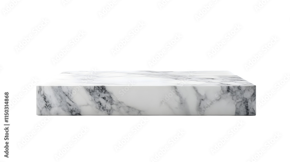Aufkleber smooth minimalist white marble platform block with subtle veining and clean edges isolated on white 