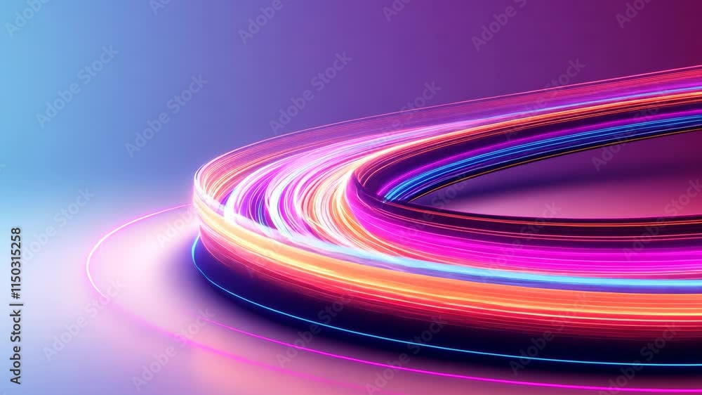 Poster abstract colorful neon light trails in motion on a gradient background. futuristic and dynamic desig