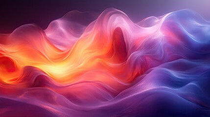 Obraz premium A flowing 3D wallpaper with colorful curves and waves represents fluid art, textile design, and a creative background with purple gradients