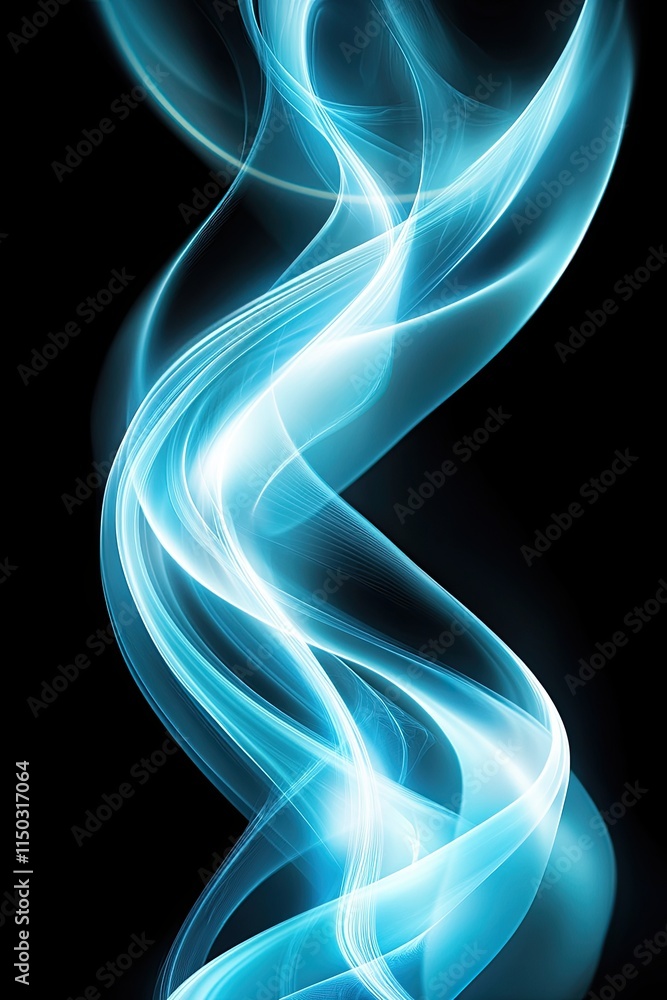 Aufkleber mystical blue smoke twists and dances, creating fluid patterns against a black backdrop