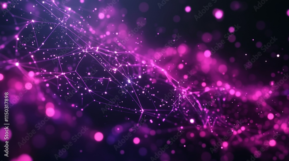 Aufkleber colorful abstract background featuring glowing particles and dynamic lines in shades of pink and pur