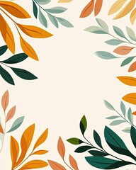 Fototapeta premium Charming Kids' Design With Light Yellow Fur and Green Leaves on a Beige Background