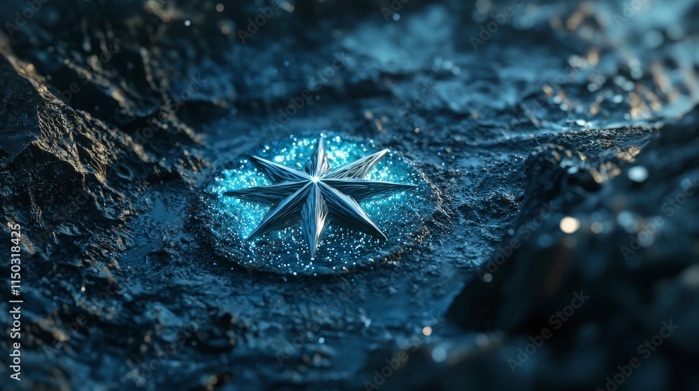 Leinwandbilder Magnetic button design for starry navigation digital art abstract environment close-up view unique concept