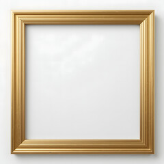 Square gold frame with a minimalist design, ideal for modern decor and displaying art or photos. Isolated on transparent background