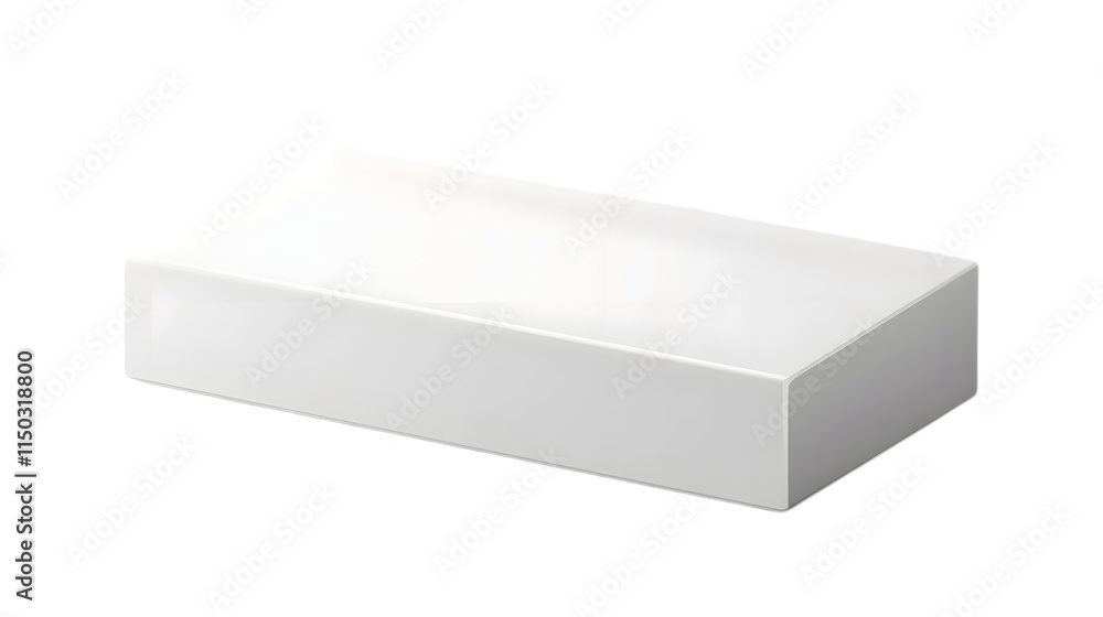 Poster matte white rectangular pedestal block with sharp edges for luxury product displays isolated on tran