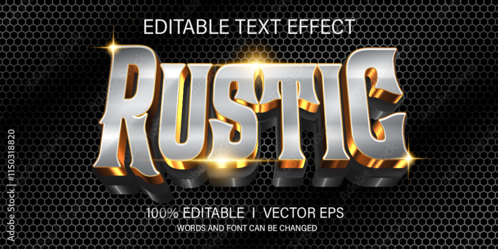 Poster rustic vector text effect with modern style design