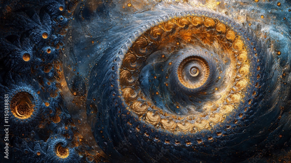 Aufkleber Fractal spiral action abstract universe digital art cosmic environment close-up view intricate patterns for seo impact