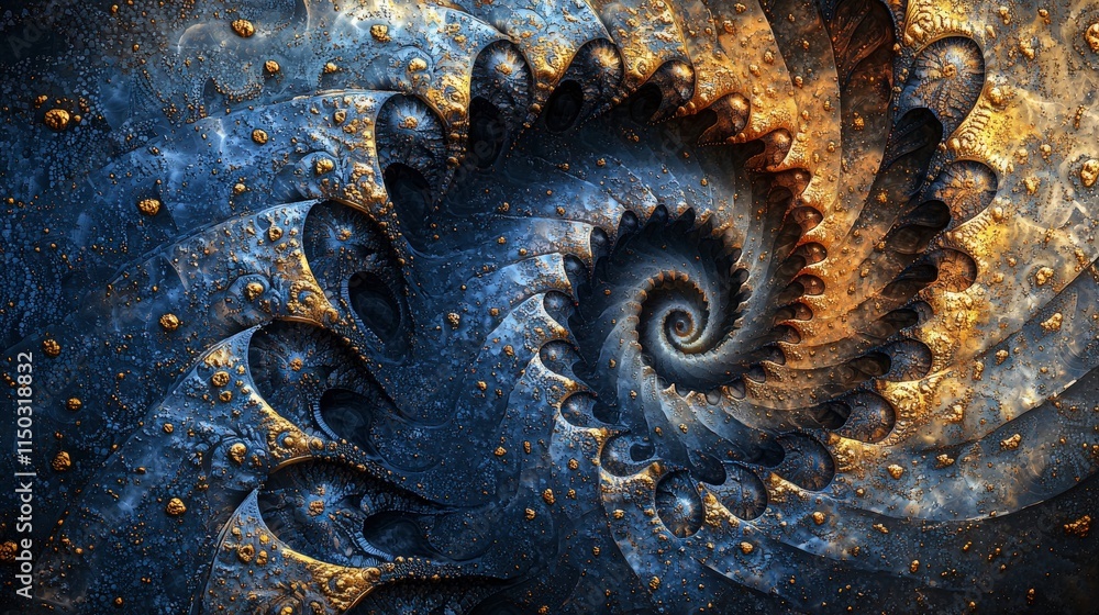 Poster Fractal spiral formation abstract art digital canvas vibrant colors close-up unique patterns for visual impact