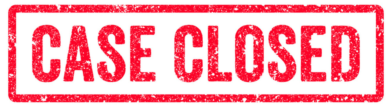 Case Closed Stamp Transparent Seal, Red Grunge Case Closed Word Rubber Stamp Seal