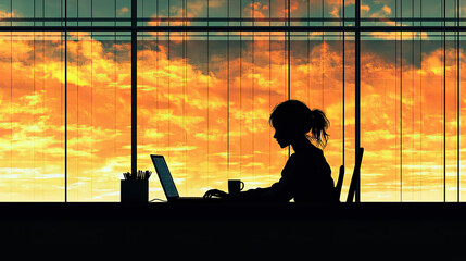 business woman silhouette vector