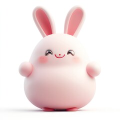 Fototapeta premium A cute pink rabbit figure with large ears and a cheerful expression.