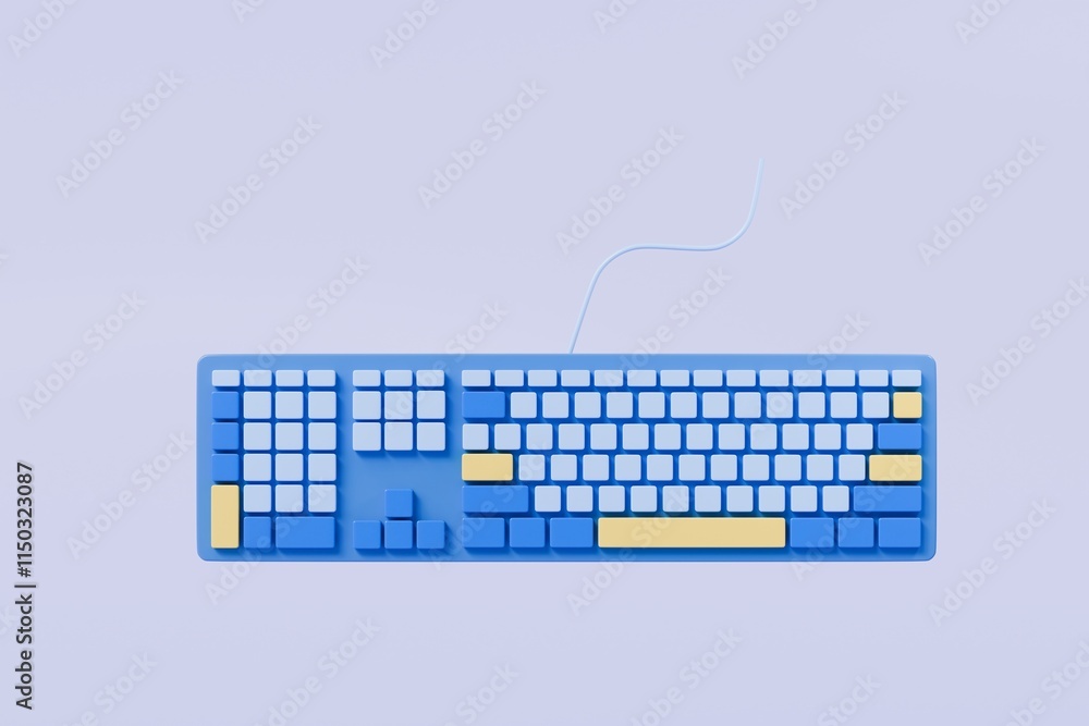 Poster 3d mechanical keyboard icon. computer device equipment concept. keyboard mechanical gaming concept. 