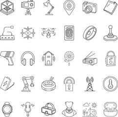 Smart Technology Icons Gadgets, Devices, and IoT Illustrations