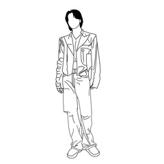 Vector illustration of a male idol in a suit and jeans.