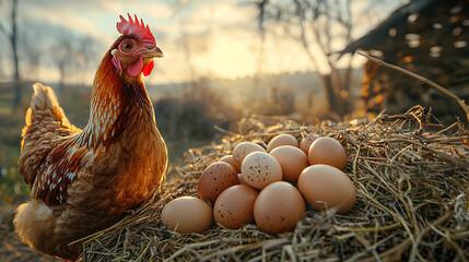 Chickens on the nest, Laying hens