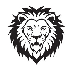 Black and white Lion head icon vector illustration with with background