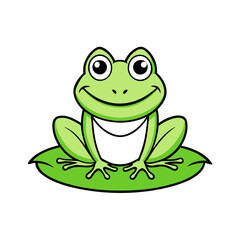 A green frog with a smile vector illustration