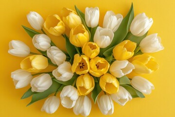 Fototapeta premium Beautiful Arrangement of Yellow and White Tulips