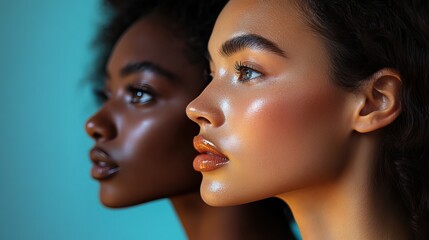 A studio image of diverse people represents skincare, inclusion, equality, and empowerment in the beauty industry