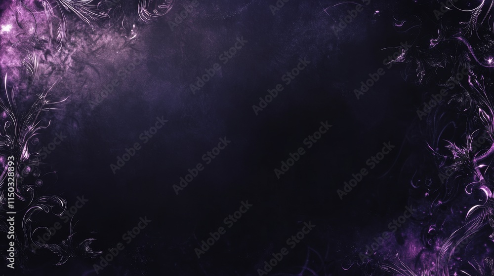 Aufkleber abstract dark background with purple tones and intricate floral patterns creating a mystical atmosph