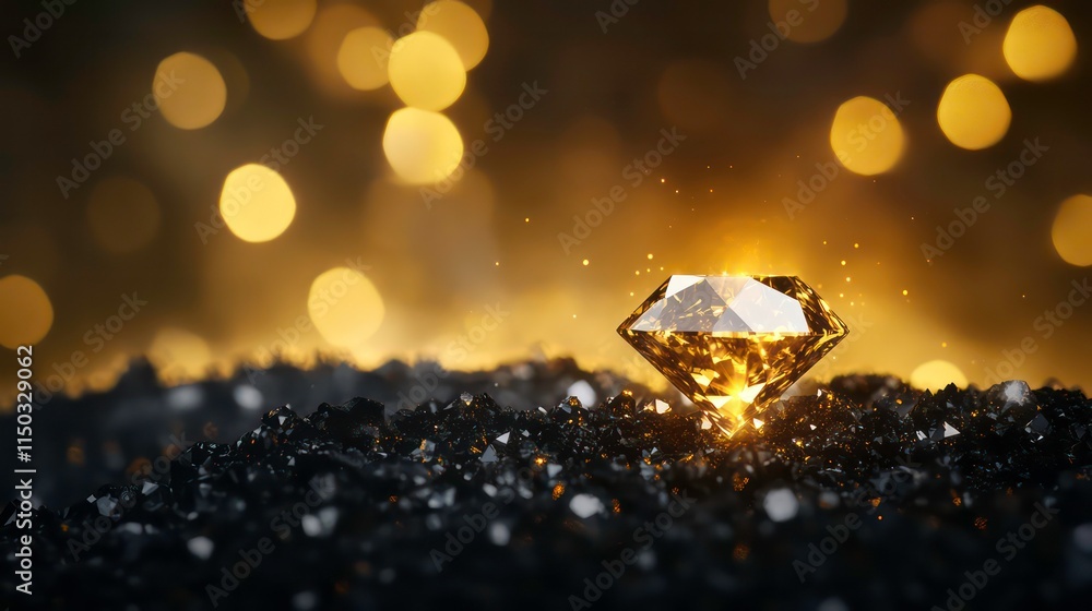 Poster blurry background with a bright golden light source and bokeh, centered in the upper portion of the 
