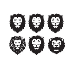 Lion Logo Set. Lion Head Logo Design Template Vector illustration, Lion ion set