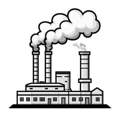 Naklejka premium Industrial Factory Building Emits Pollution Smoke Stacks