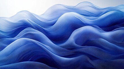 Obraz premium A wave wallpaper with blue lines and fabric textures represents creative art, flow patterns, and abstract designs with satin swirls
